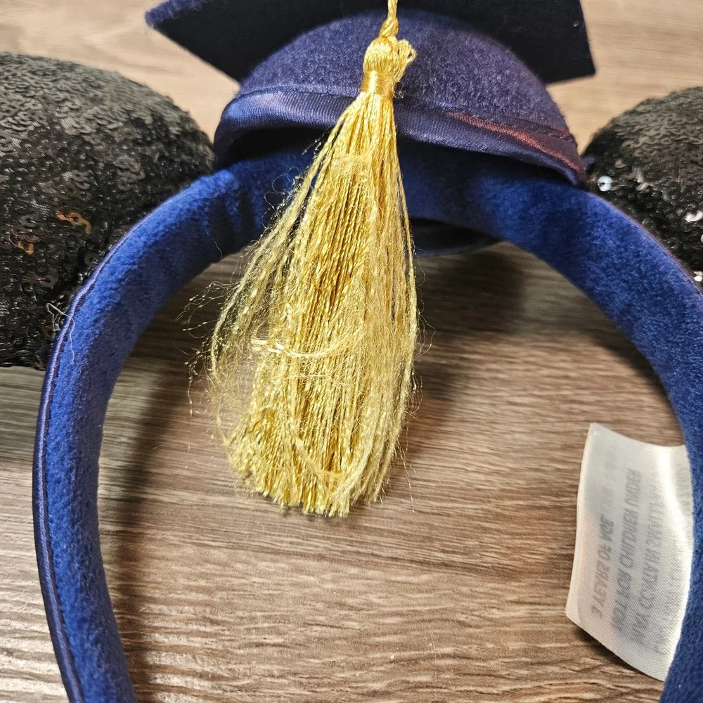 Disney Parks Mickey Mouse Graduation Ears Headband Class of 2018 Navy Blue Gold